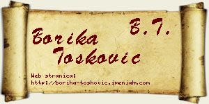 Borika Tošković vizit kartica